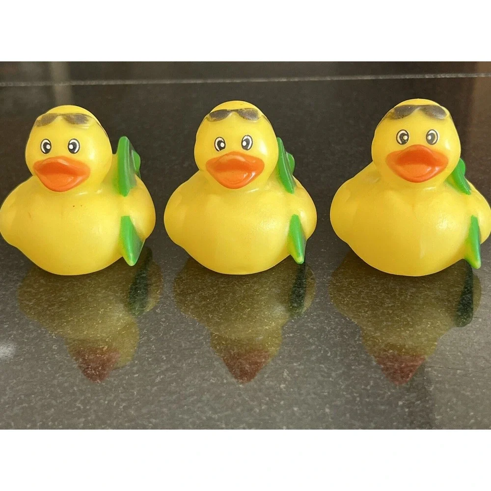 SURFER DUCKIE - Lot of 3 Rubber Ducky Toy Ducks With Sunglasses & Surfboard 2